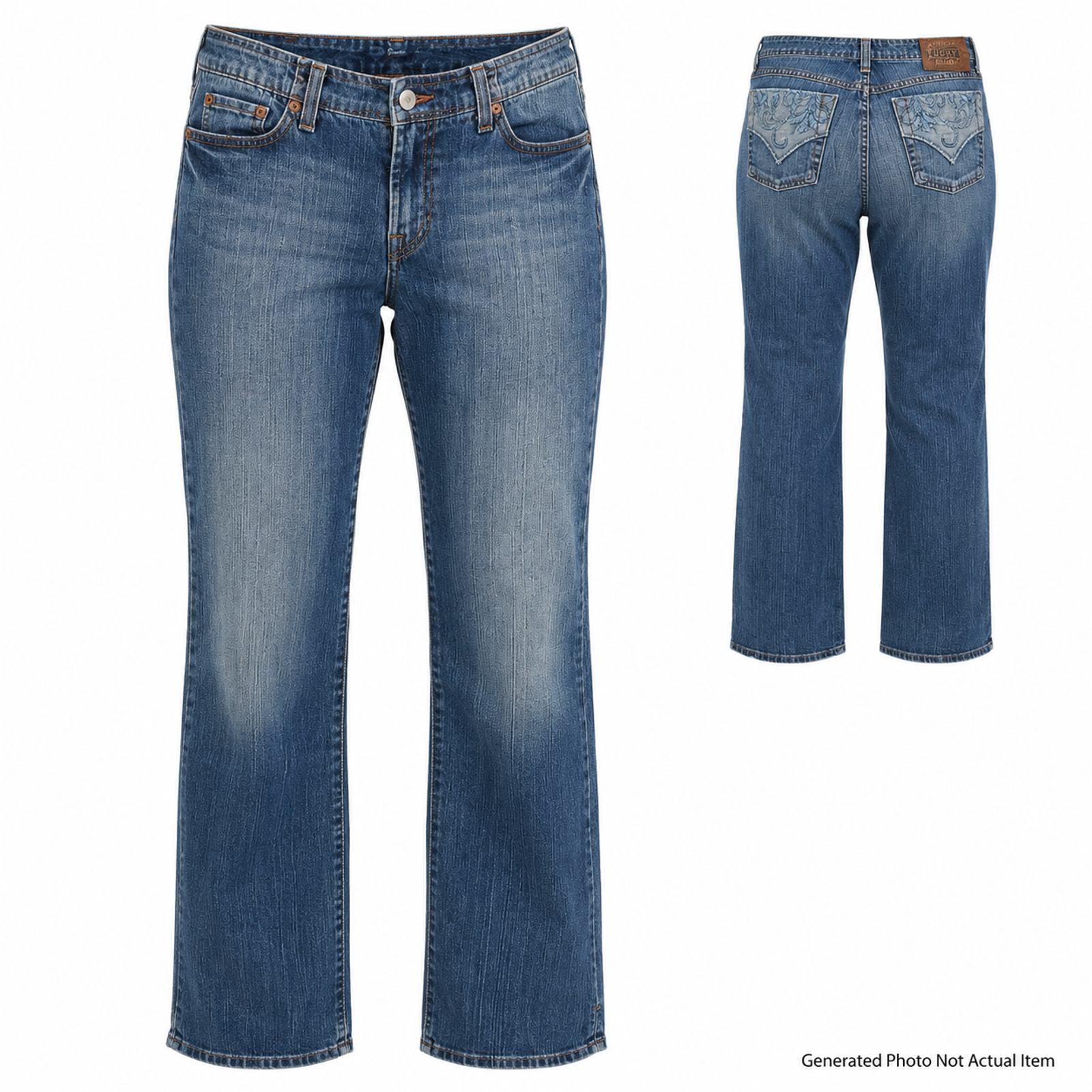Low Rise Bootcut Jeans Y2k Medium Wash Stretch Denim Flare Lucky Brand Long 8